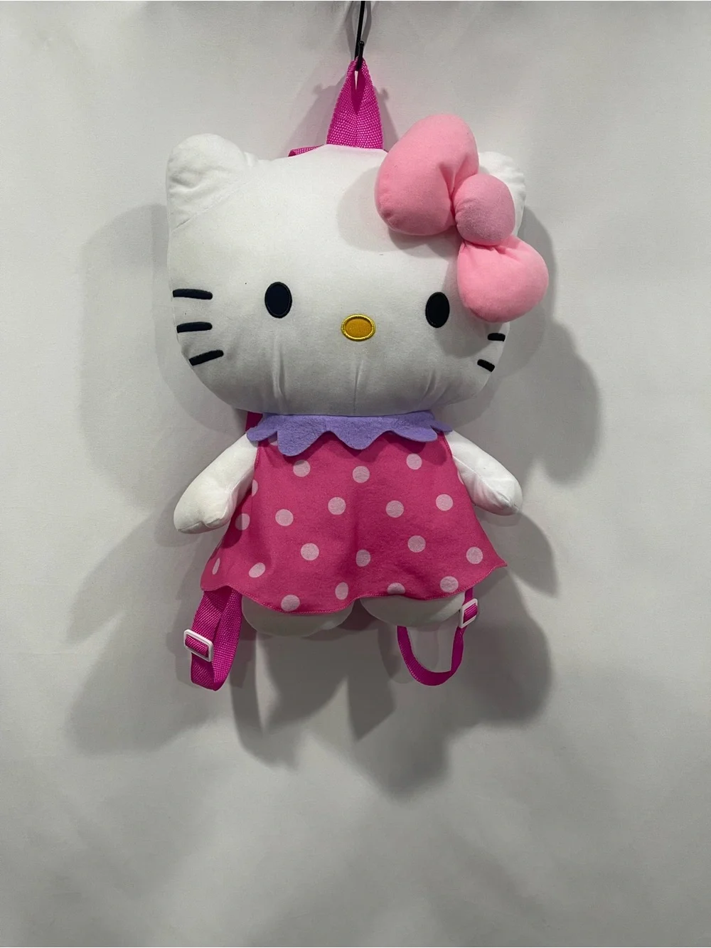 Hello Kitty Pink and White Plush Backpack with Polka Dot Dress